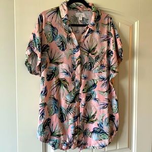 Tori Praver Button Up Short Sleeve Tropical Shirt - Size XS/S.